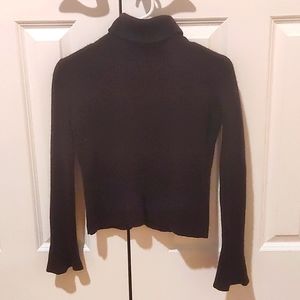 100% Cashmere Brown Turtleneck with bell sleeves